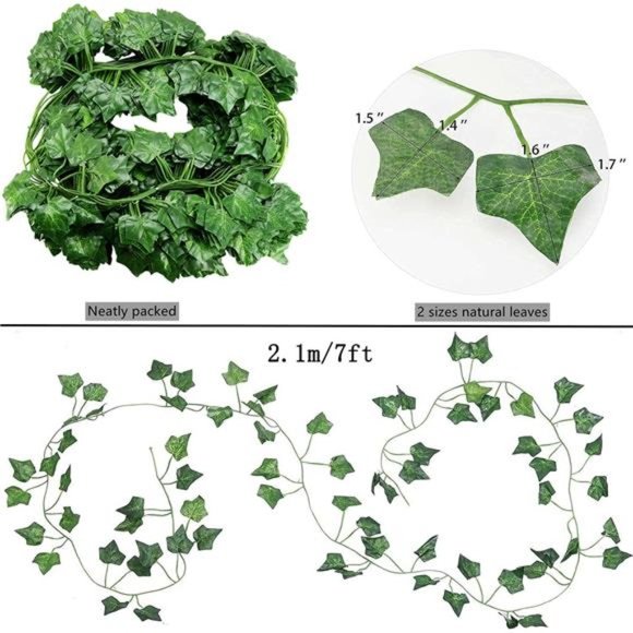 36Strands 248FT Fake Ivy Garland Leaves ArtificialVines Faux Green Hanging Plant - Picture 2 of 7
